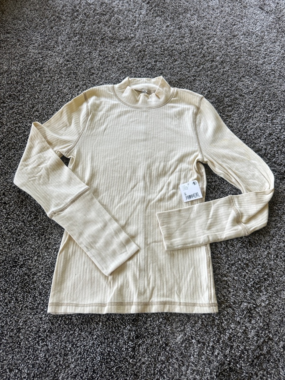 Intimately by free people Ribbed Long Sleeve Mock-Neck Top in Light Cream Small